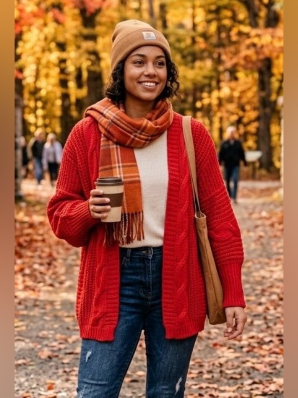 Red Chunky Cable Knit Cardigan XL Extra Baggy Slouchy Batwing Sweater